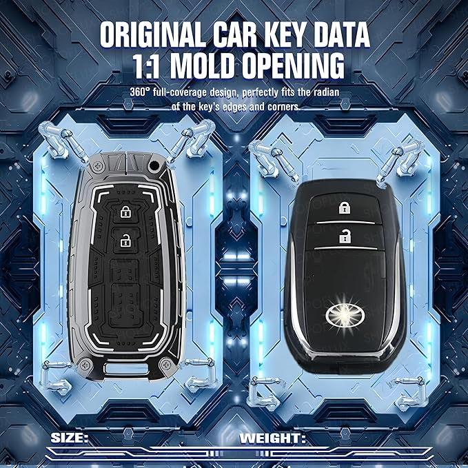 Iron Core Series Key cover Compatible for Toyota Innova Crysta, Innova HyCross, Hilux 2 Button Smart key