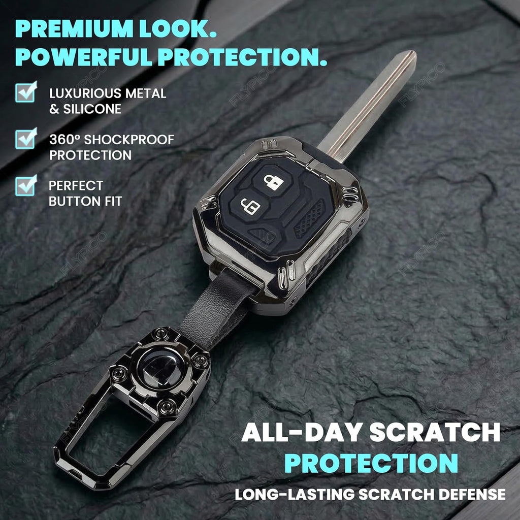 Luxury Waterproof Transformer Metal Car Key Cover with Keychain & Full Protection 2 Button for Suzuki Swift, Dzire, WagonR, Brezza, Fronx, XL6, Ignis, Ertiga, Baleno, Celerio, Alto
