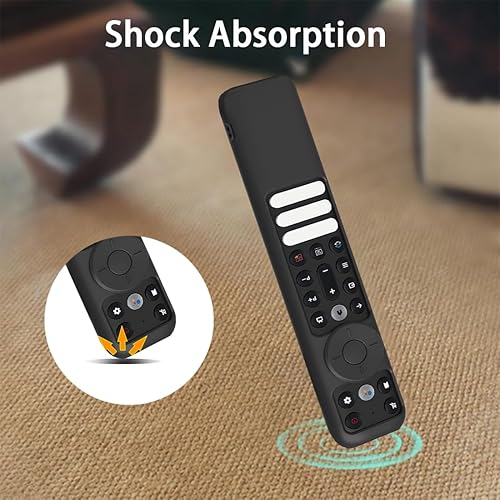 Silicone TV Remote Cover Case Compatible with TCL Tv Remote RC802NU1 / IFFALCON Smart LED TV Remote Protective Cover with Lanyard (Black) [Remote NOT Included]