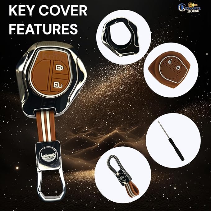 Premium Metal Key Cover Compitable for Suzuki Swift | Ertiga | Wagonr | Celerio | Swift Dzire | Alto | Fronx | Breza | S Presso | Ignis | 2 Button Remote Key