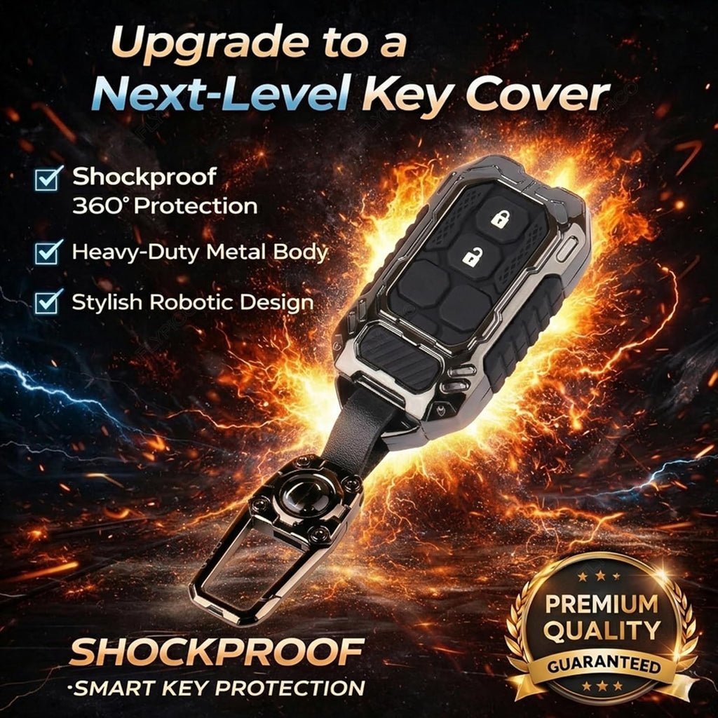 Metal Car Key Cover for Suzuki Grand Vitara Fronx Jimny Brezza Baleno 2 Button Smart Key | Waterproof Luxury Key Case with Keychain