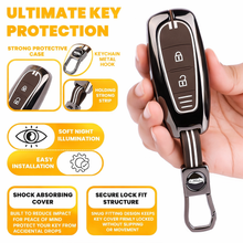 Load image into Gallery viewer, Car Key Cover Compatible with Maruti Suzukii Ignis | S Cross | Baleno | Ciaz | Vitara Brezza | Swift 2-Button Key (Chrome Metal Coffee Silicone)