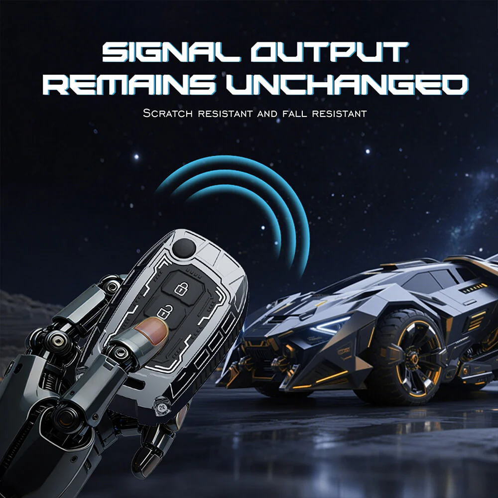 Iron Core Series Car Key Cover Compatible with Hyundai i20, Creta, Venue, Tucson, Alcazar, Grand I10, Aura, Xcent, Exter, 3 Button Flip Key, Zinc Alloy, Luminous