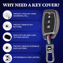 Load image into Gallery viewer, Metal Key Cover for Hyundai Grand i10 NIOS Asta | Venue | i20 | Aura | Exter | Creta | Elantra 3 Button Smart Key