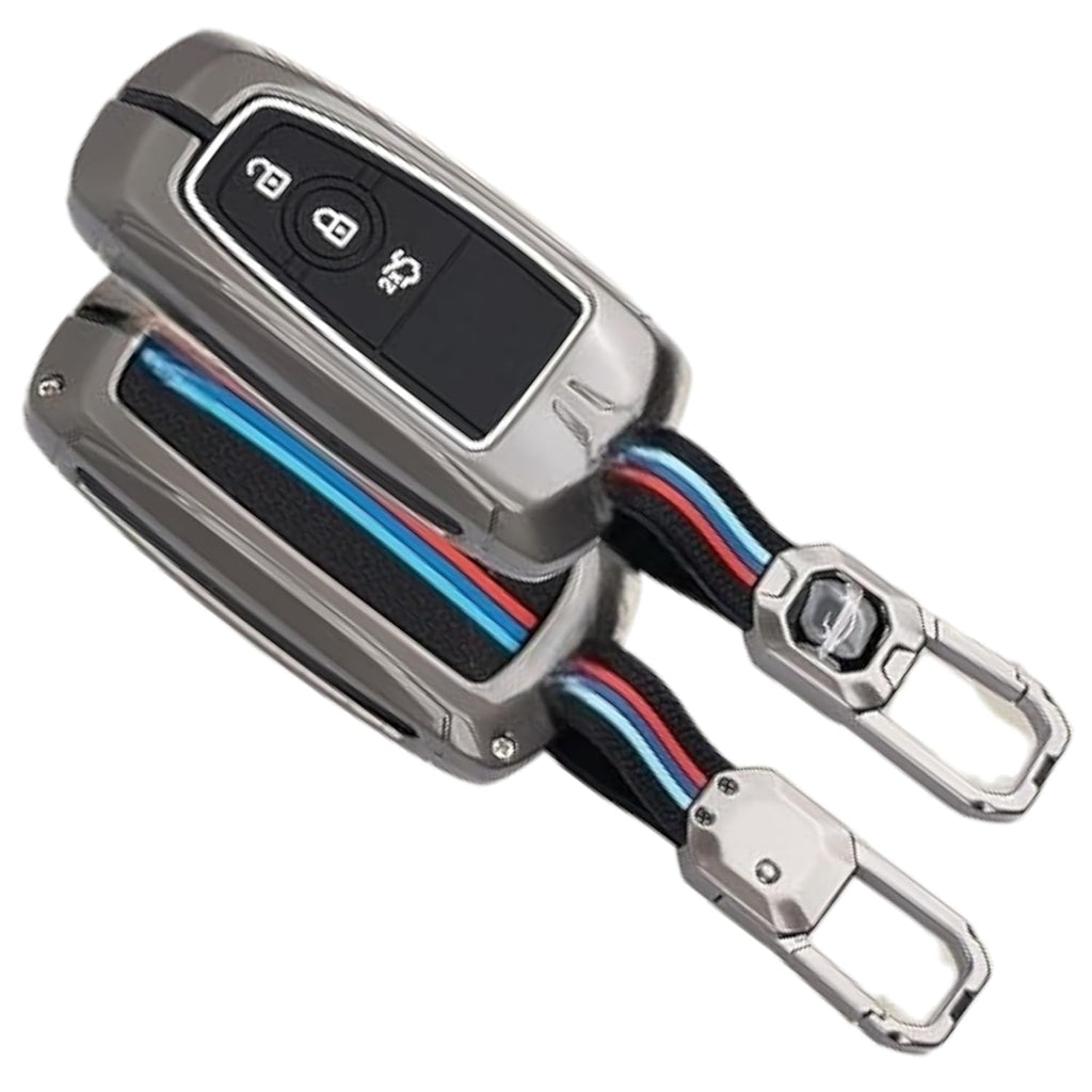 Metal Key Cover Compatible for Endeavour | Figo | Aspire | Freestyle Titanium 3 Button Smart Key