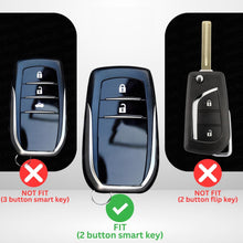 Load image into Gallery viewer, Metal Key Cover Compatible with Toyota Innova Crysta, Hilux, Invicto 2 Button Smart Only (Metal Blue Silicone)