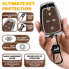Load image into Gallery viewer, Luxury Car Key Cover for Tata Nexon, Tigor, Altroz, Punch, Safari | Metal &amp; Silicone Smart Key Protector 4 Button with Hook