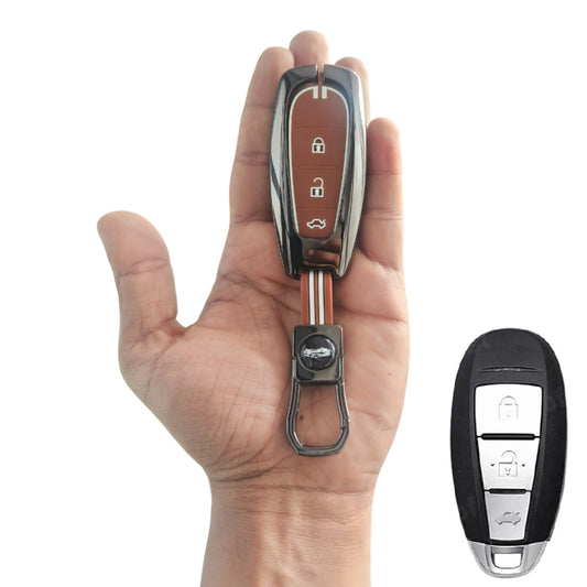 Premium Waterproof Metal Key Cover Compatible with Maruti Suzuki Baleno Ciaz Vitara Brezza S Cross Swift Ignis & Toyota Urban Cruiser 3 Button Smart Remote Key