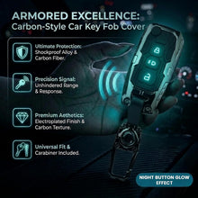 Load image into Gallery viewer, Metal Car Key Cover for Tata Nexon Altroz Punch Tiago Harrier Safari Tigor 3 Button Smart Key | Transformer Armour Waterproof Key Case with Keychain