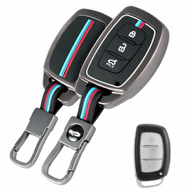 Metal Key Cover for Hyundai Grand i10 NIOS Asta | Venue | i20 | Aura | Exter | Creta | Elantra 3 Button Smart Key