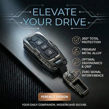 Load image into Gallery viewer, Metal Car Key Cover for Tata Nexon Altroz Punch Tiago Harrier Safari Tigor 3 Button Smart Key | Transformer Armour Waterproof Key Case with Keychain