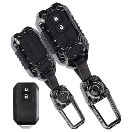 Metal Car Key Cover for Suzuki Grand Vitara Fronx Jimny Brezza Baleno 2 Button Smart Key | Waterproof Luxury Key Case with Keychain