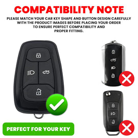 Front and back view of Tata car key cover metal silicone case with keychain for smart key protection