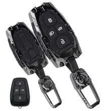 Load image into Gallery viewer, Premium metal car key cover for Tata Nexon Harrier Safari Altroz 4 button smart key shockproof key case