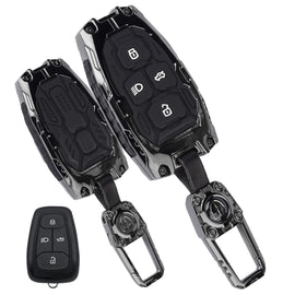 Premium metal car key cover for Tata Nexon Harrier Safari Altroz 4 button smart key shockproof key case