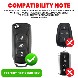 Metal Car Key Cover for Tata Nexon Altroz Punch Tiago Harrier Safari Tigor 3 Button Smart Key | Transformer Armour Waterproof Key Case with Keychain