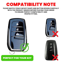 Load image into Gallery viewer, Metal Silicone Key Cover for Toyota Innova Crysta, HyCross, Hilux 3 Button Smart Key | Premium Black Chrome Shockproof Key Case with Keychain