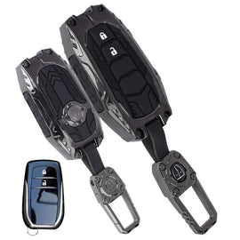 Premium Metal Silicone Key Cover for Toyota Innova Crysta 2 Button Smart Key