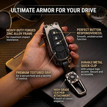 Load image into Gallery viewer, Metal Silicone Key Cover for Toyota Innova Crysta, HyCross, Hilux 3 Button Smart Key | Premium Black Chrome Shockproof Key Case with Keychain