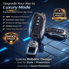 Load image into Gallery viewer, Metal Silicone Key Cover for Toyota Innova Crysta, HyCross, Hilux 3 Button Smart Key | Premium Black Chrome Shockproof Key Case with Keychain